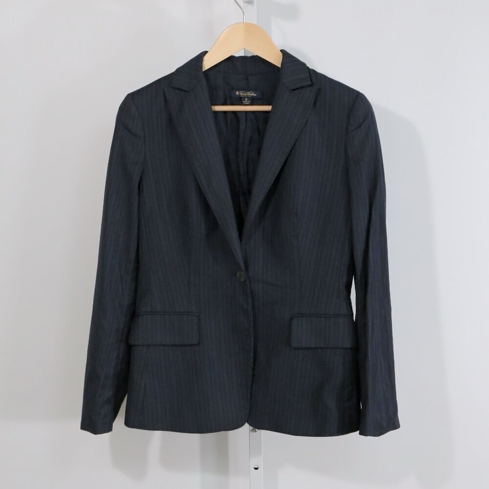 Loro Piana Women's Dark Navy Pinstripe Wool Blazer